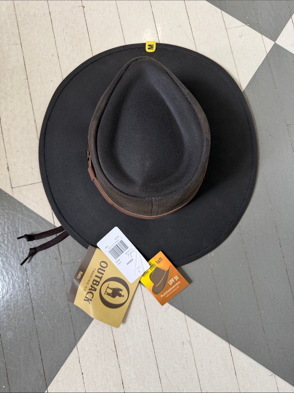 Outback Leather-Trimmed Black Felt Outback Hat